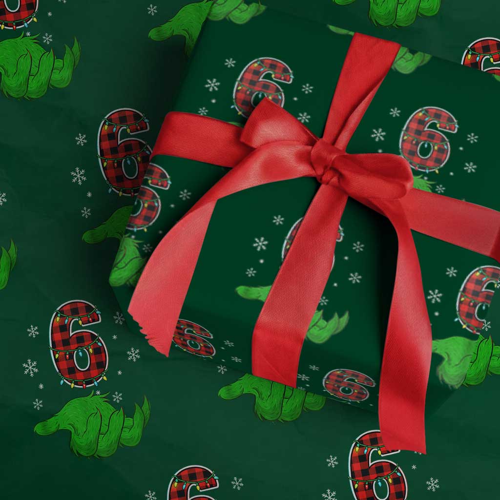 Number 6 Matching 67 Christmas Wrapping Paper Roll Red Plaid Xmas Pajamas Holiday Gen Alpha Slang Meme TS10 Green Print Your Wear