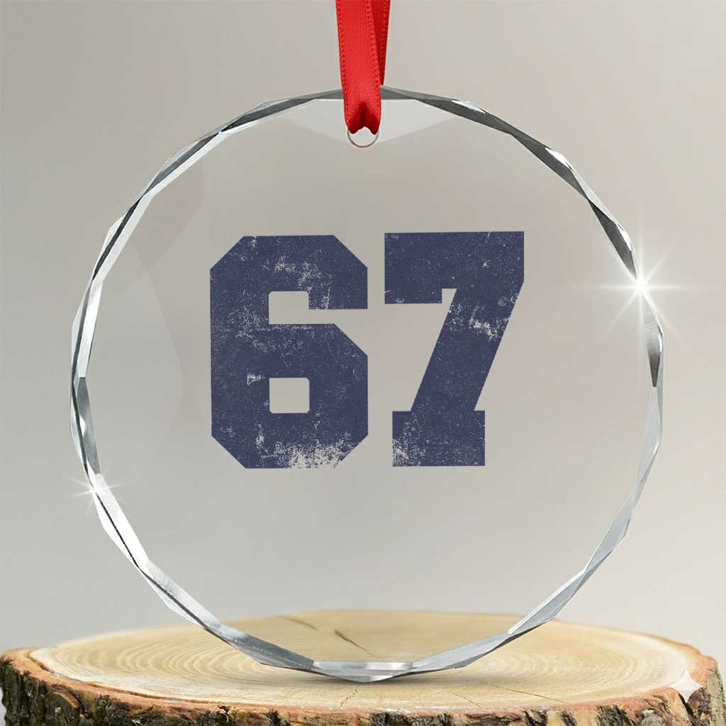 Number 67 Crystal Glass Ornament Numbered Uniform Sports Jersey Team 67th Birthday TS10 Transparent Glass 3'' Circle Print Your Wear
