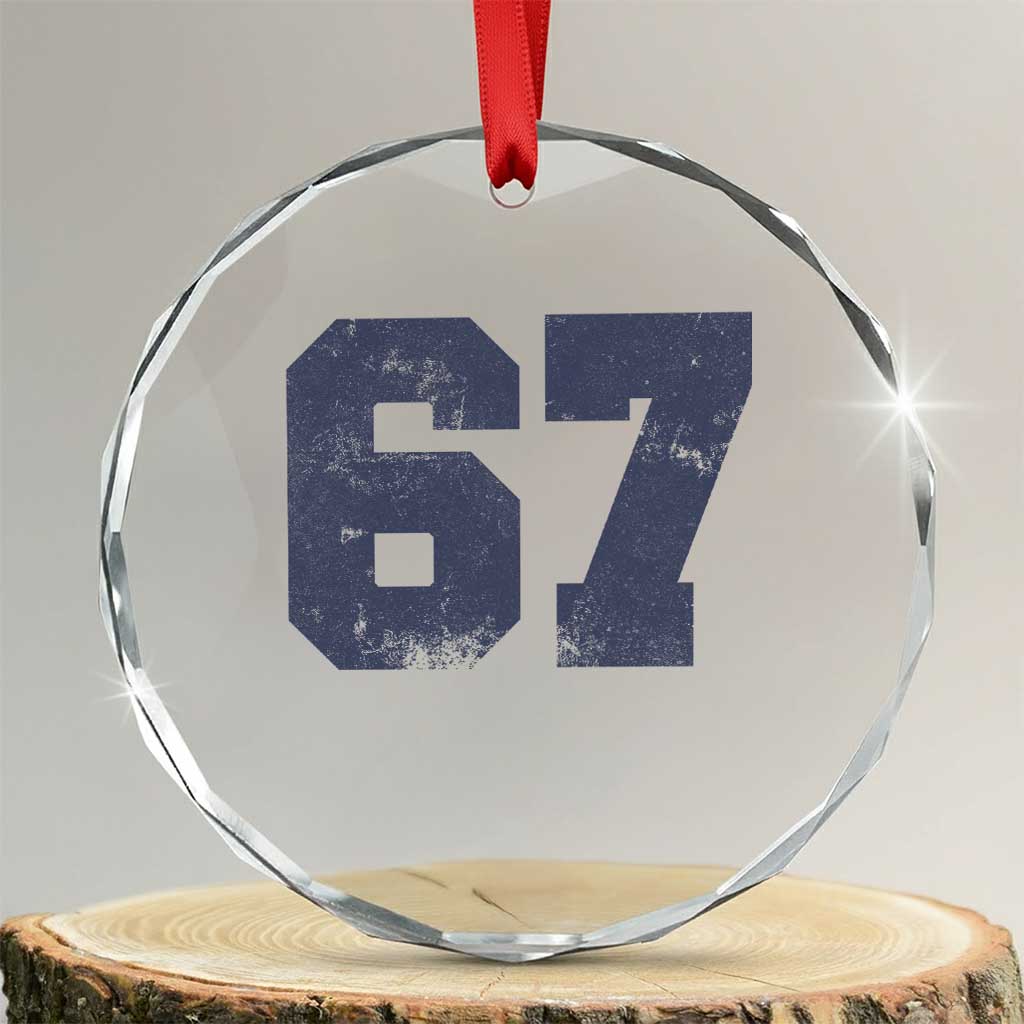 Number 67 Crystal Glass Ornament Numbered Uniform Sports Jersey Team 67th Birthday TS10 Transparent Glass 3'' Circle Print Your Wear