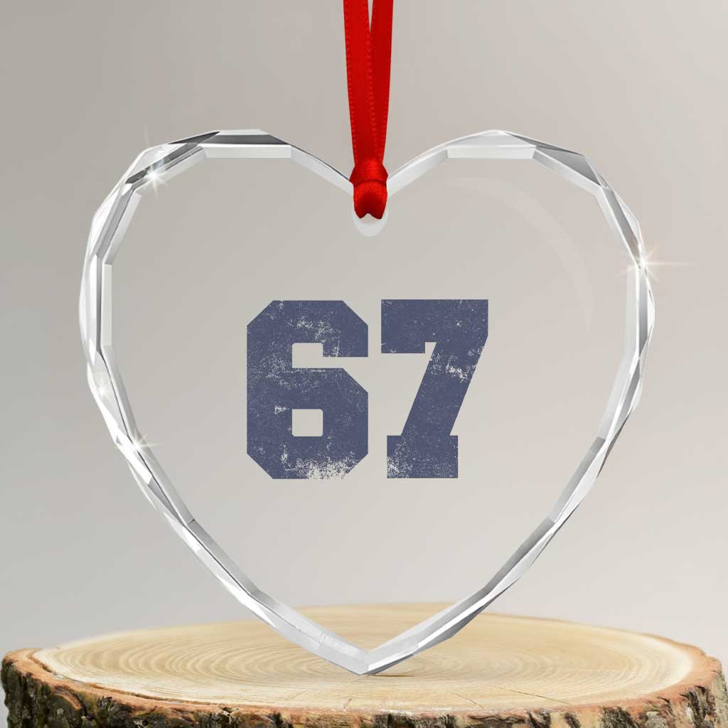 Number 67 Heart Crystal Glass Ornament Numbered Uniform Sports Jersey Team 67th Birthday TS10 Transparent Glass 3'' Heart Print Your Wear