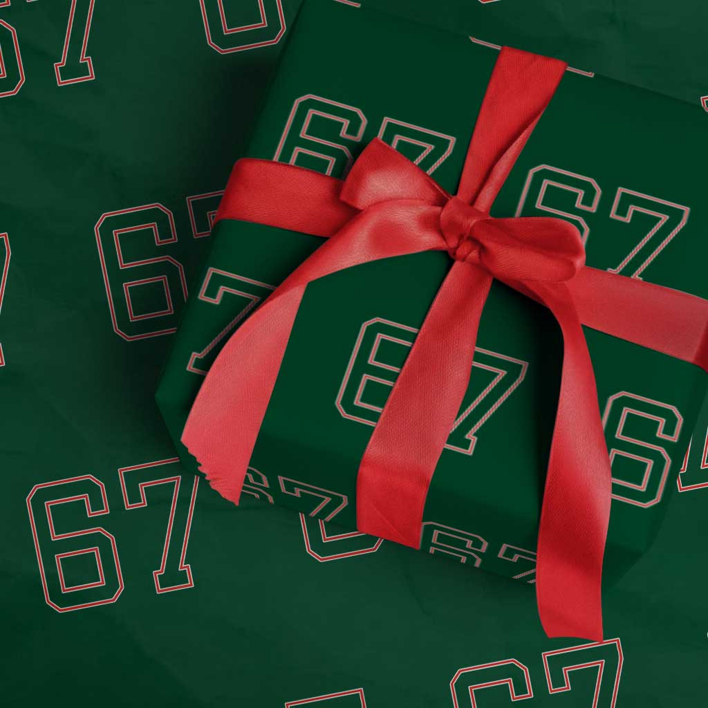 Number 67 Meme Wrapping Paper Roll Funny Six Seven Varsity Sports Team Jersey TS10 Green Print Your Wear