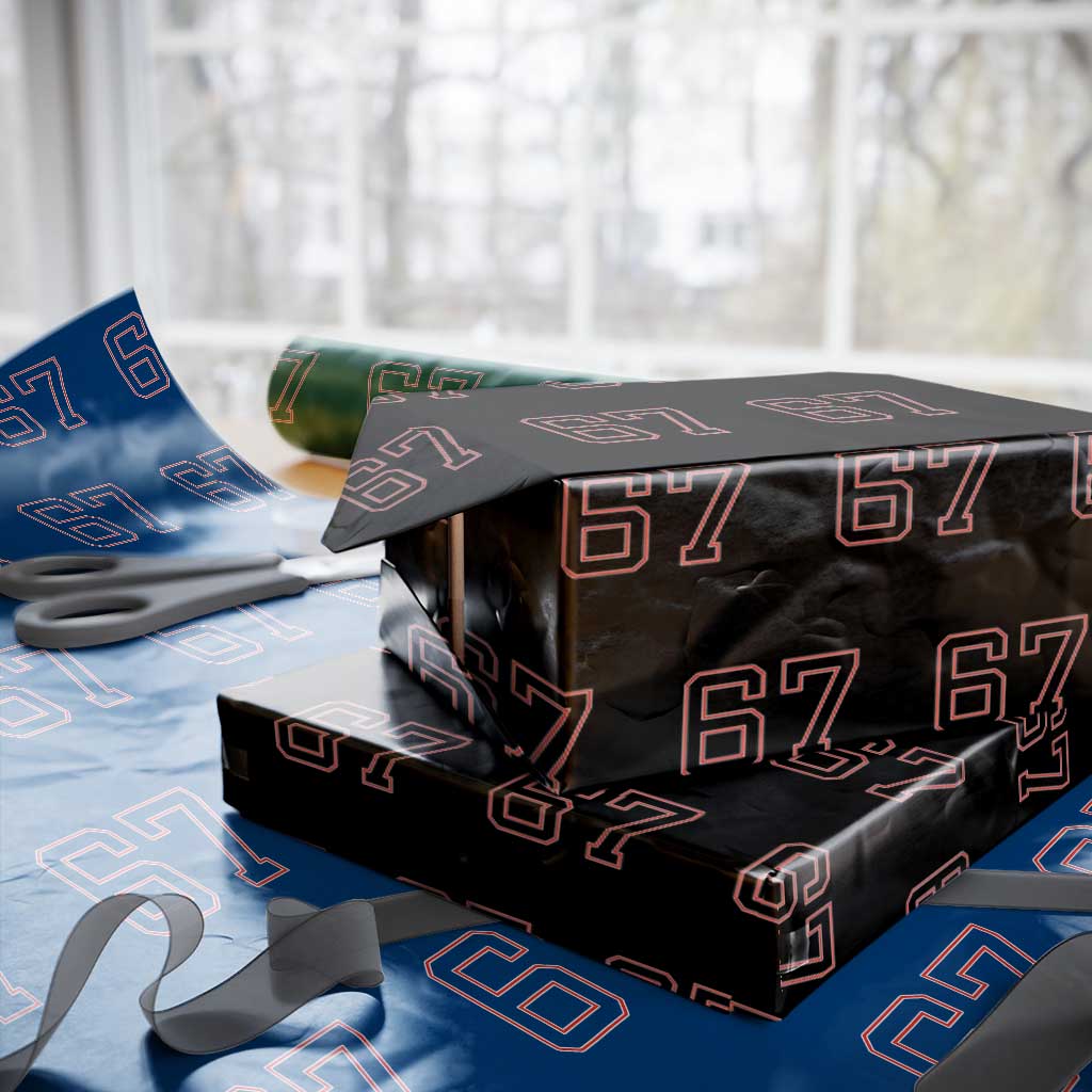 Number 67 Meme Wrapping Paper Roll Funny Six Seven Varsity Sports Team Jersey TS10 Black Print Your Wear