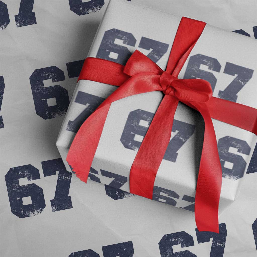 Number 67 Wrapping Paper Roll Numbered Uniform Sports Jersey Team 67th Birthday TS10 White Print Your Wear