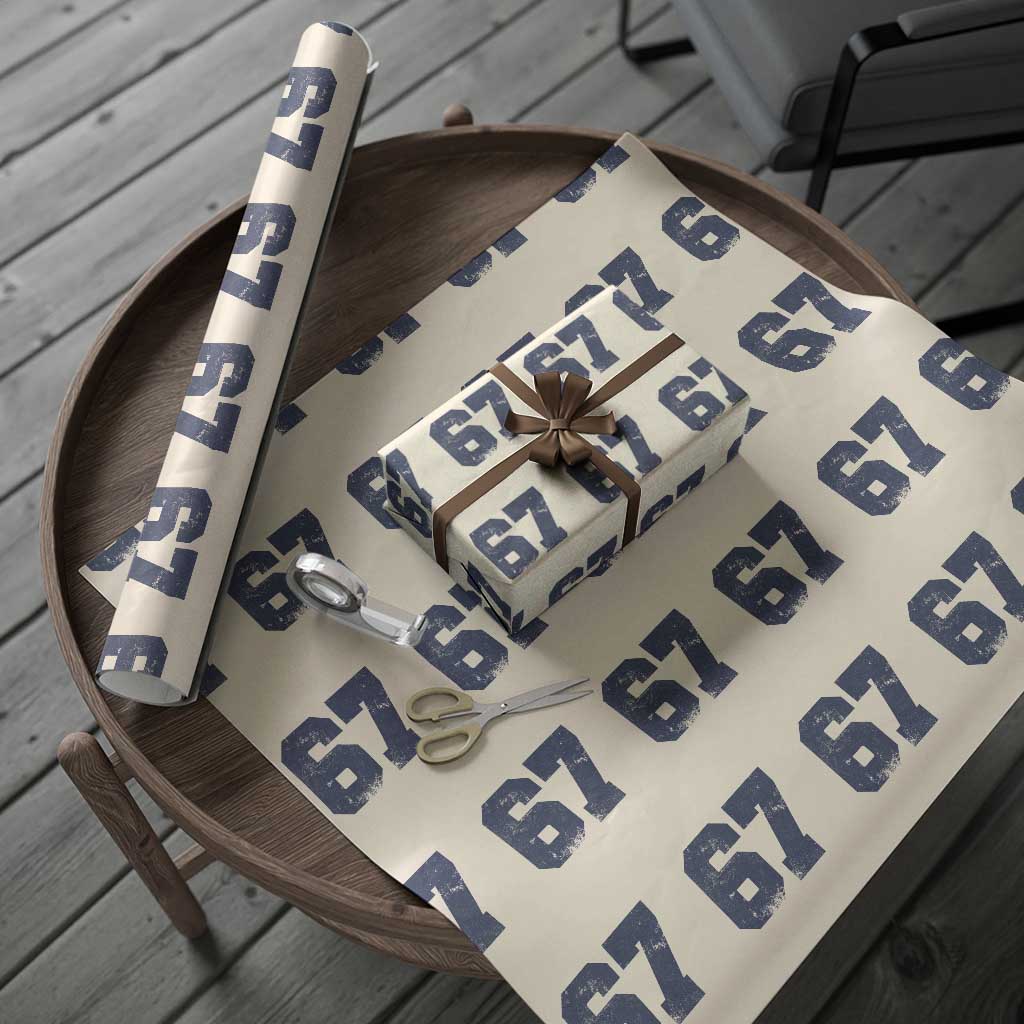 Number 67 Wrapping Paper Roll Numbered Uniform Sports Jersey Team 67th Birthday TS10 Beige Print Your Wear