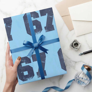 Number 67 Wrapping Paper Roll Numbered Uniform Sports Jersey Team 67th Birthday TS10 Light Blue Print Your Wear
