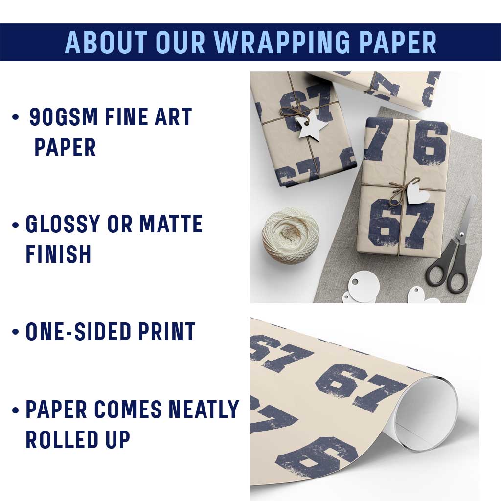 Number 67 Wrapping Paper Roll Numbered Uniform Sports Jersey Team 67th Birthday TS10 Print Your Wear