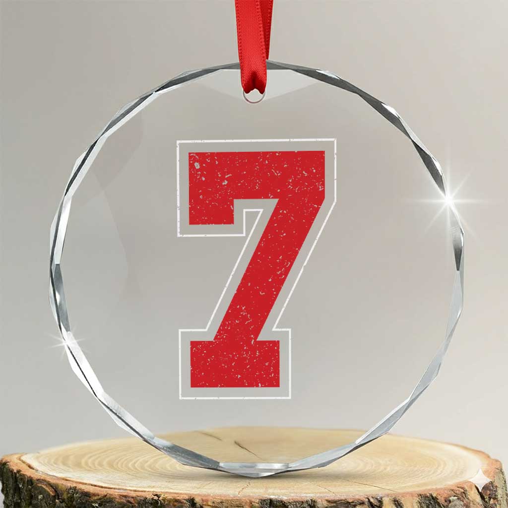 Number 7 Crystal Glass Ornament Fan Varsity Sports Team 67 Jersey Number TS11 Transparent Glass 3'' Circle Print Your Wear