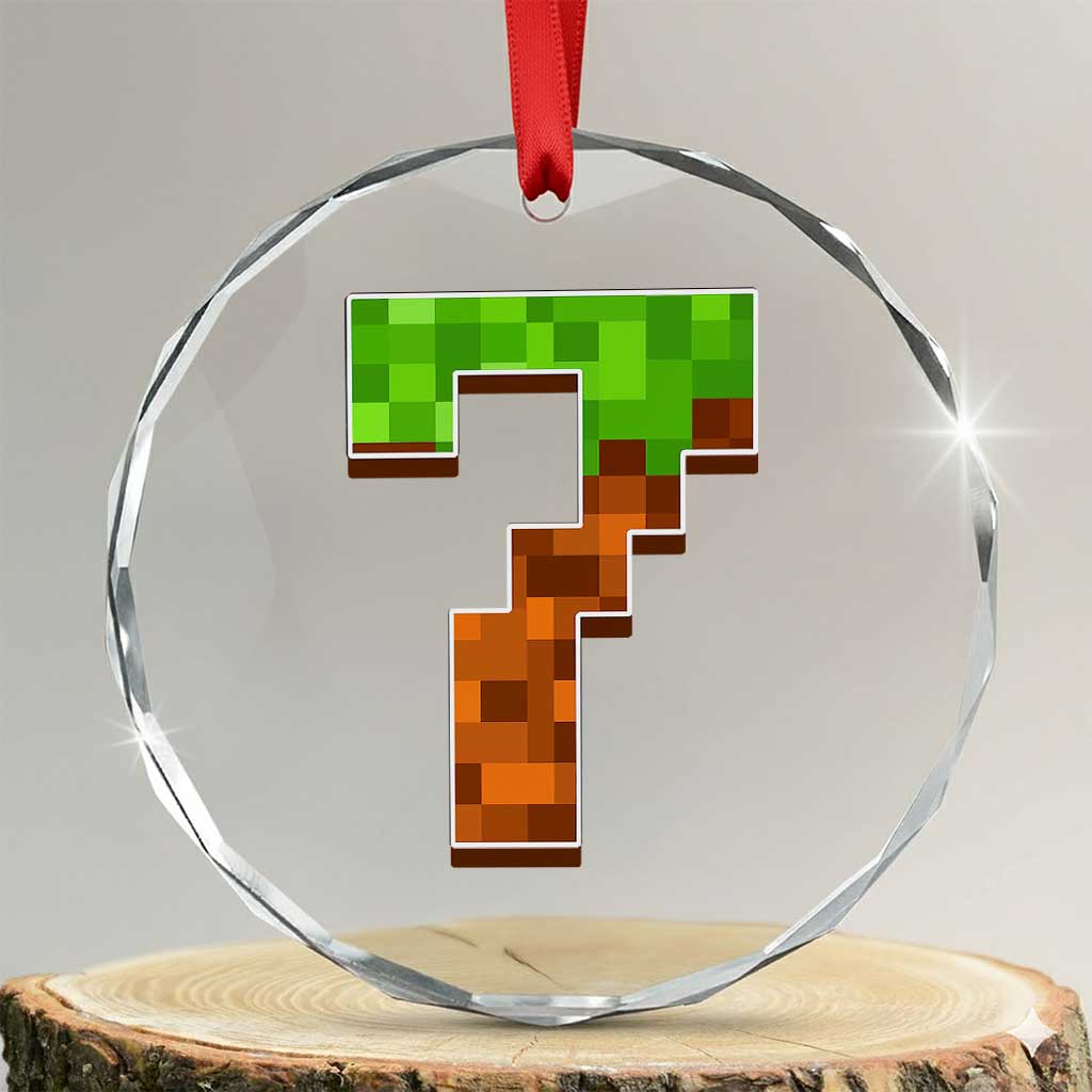 Number 7 Crystal Glass Ornament Game Matching 67 Meme Costume 7th Birthday 7 Years TS10 Transparent Glass 3'' Circle Print Your Wear