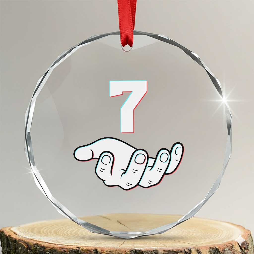 Number 7 Crystal Glass Ornament Matching 67 Meme Costume 7th Birthday 7 Years TS10 Transparent Glass 3'' Circle Print Your Wear