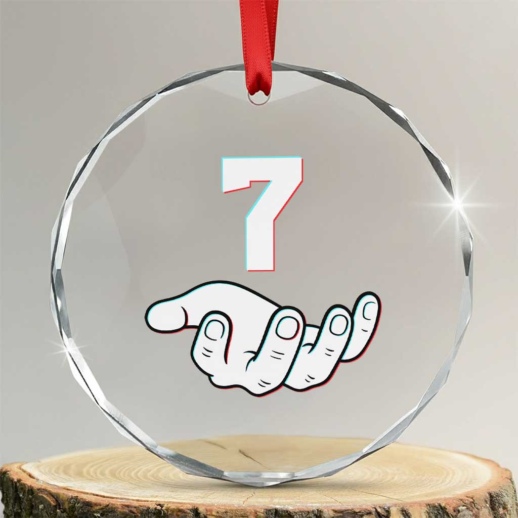 Number 7 Crystal Glass Ornament Matching 67 Meme Costume 7th Birthday 7 Years TS10 Transparent Glass 3'' Circle Print Your Wear
