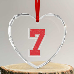 Number 7 Heart Crystal Glass Ornament Fan Varsity Sports Team 67 Jersey Number TS11 Transparent Glass 3'' Heart Print Your Wear