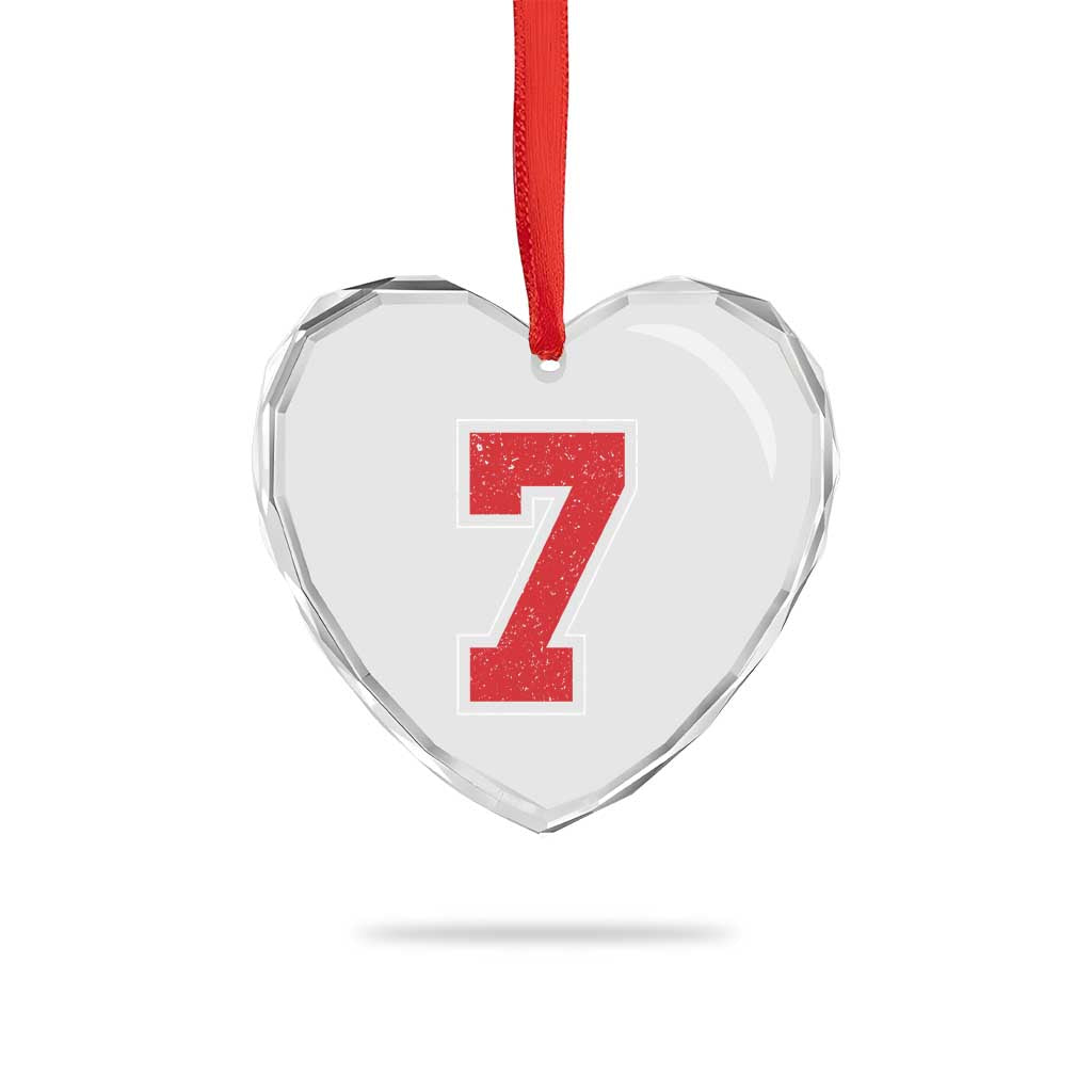 Number 7 Heart Crystal Glass Ornament Fan Varsity Sports Team 67 Jersey Number TS11 Print Your Wear