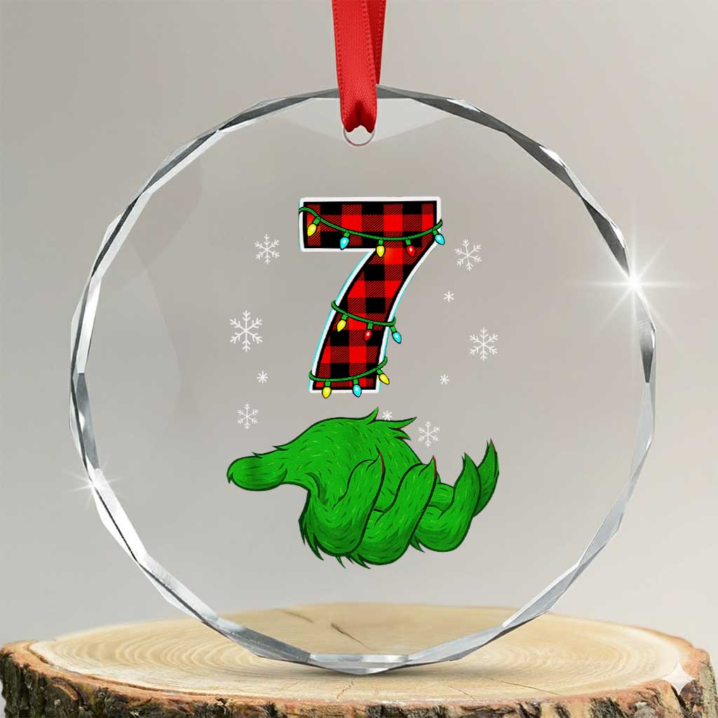 Number 7 Matching 67 Christmas Crystal Glass Ornament Red Plaid Xmas Pajamas Holiday Gen Alpha Slang Meme TS10 Transparent Glass 3'' Circle Print Your Wear