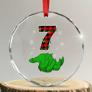 Number 7 Matching 67 Christmas Crystal Glass Ornament Red Plaid Xmas Pajamas Holiday Gen Alpha Slang Meme TS10 Transparent Glass 3'' Circle Print Your Wear