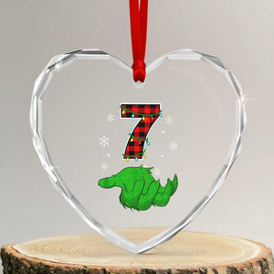 Number 7 Matching 67 Christmas Heart Crystal Glass Ornament Red Plaid Xmas Pajamas Holiday Gen Alpha Slang Meme TS10 Transparent Glass 3'' Heart Print Your Wear