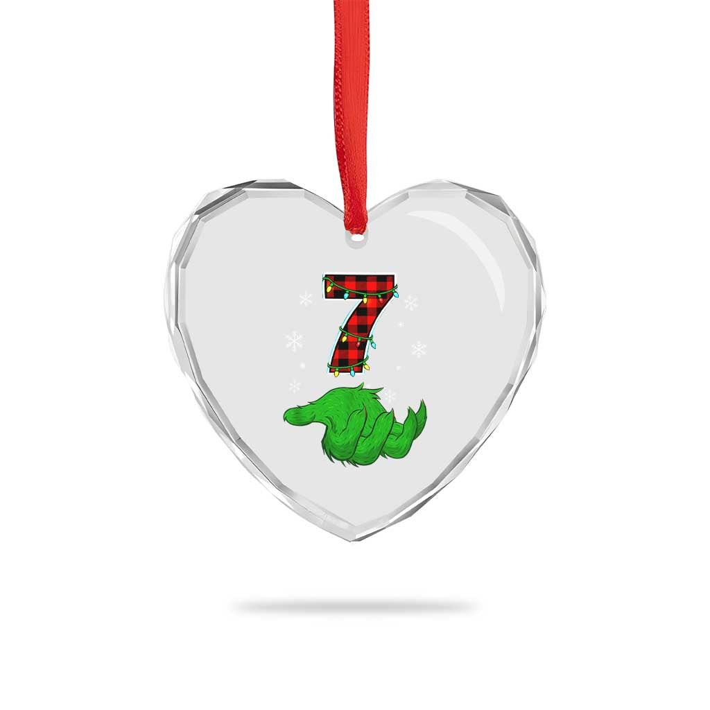 Number 7 Matching 67 Christmas Heart Crystal Glass Ornament Red Plaid Xmas Pajamas Holiday Gen Alpha Slang Meme TS10 Print Your Wear