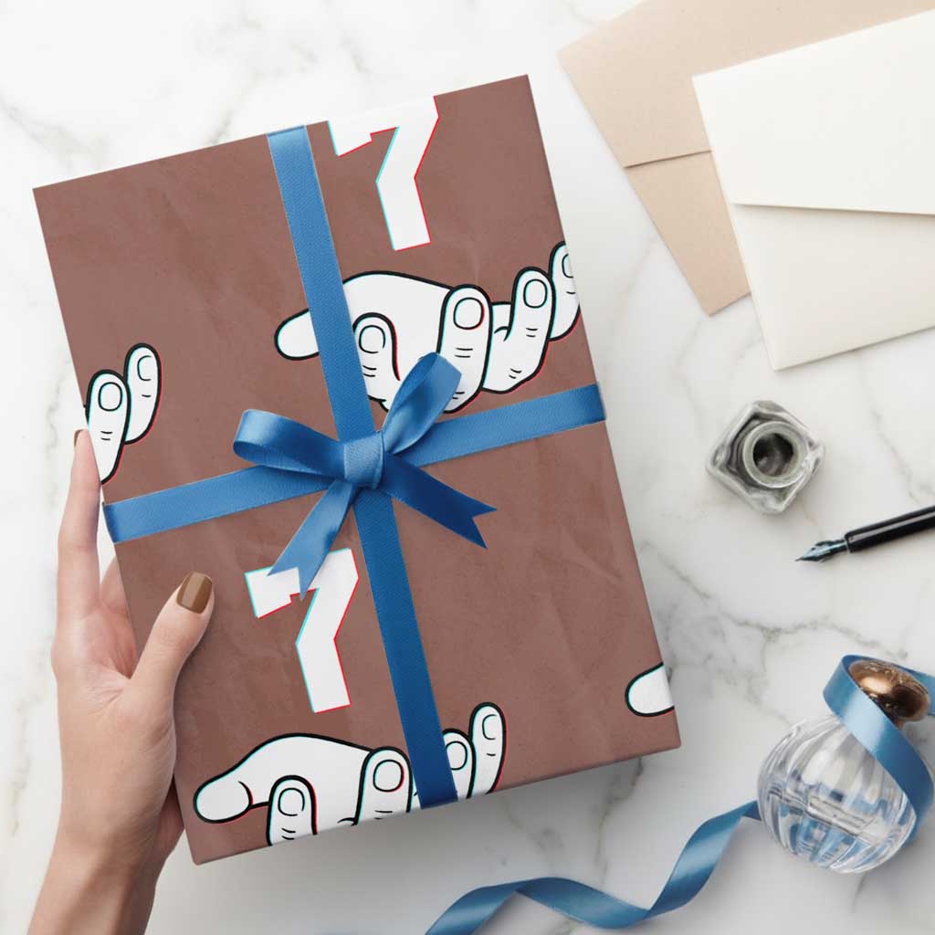 Number 7 Wrapping Paper Roll Matching 67 Meme Costume 7th Birthday 7 Years TS10 Mocha Print Your Wear