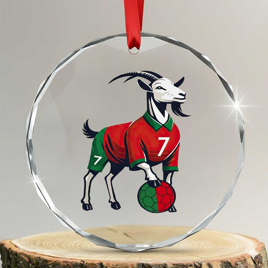 Number Seven Soccer GOAT Siuuuu Celebration Crystal Glass Ornament TS12 Transparent Glass 3'' Circle Print Your Wear