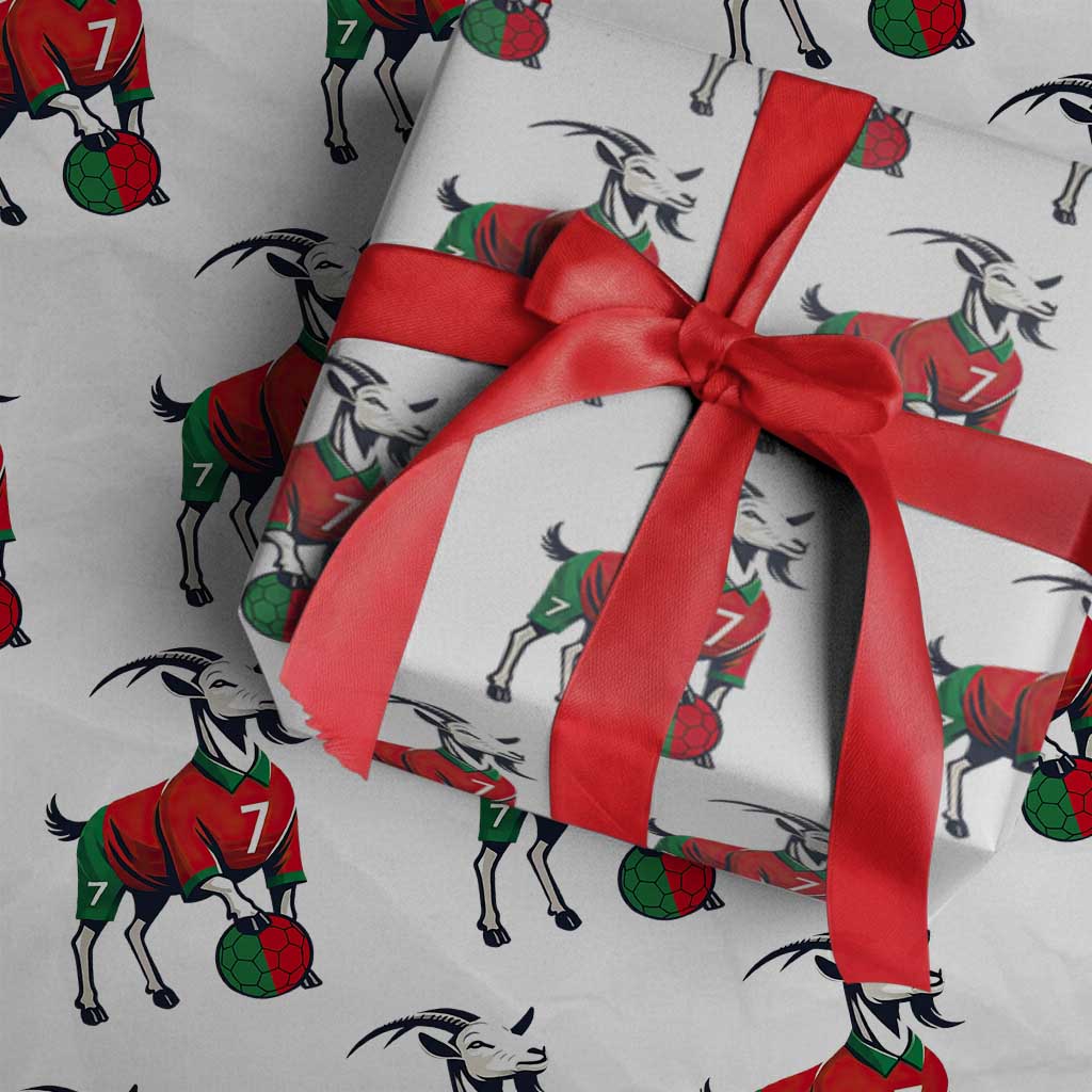 Number Seven Soccer GOAT Siuuuu Celebration Wrapping Paper Roll TS12 White Print Your Wear