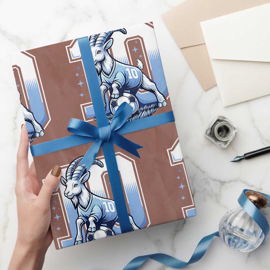 Number Ten The Goat Of Football Fans Wrapping Paper Roll Soccer Lover Gift TS12 Mocha Print Your Wear