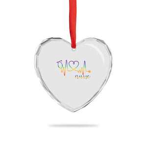 Nurse Heartbeat Rainbow Heart LGBTQ Pride Heart Crystal Glass Ornament Medical Professional Support