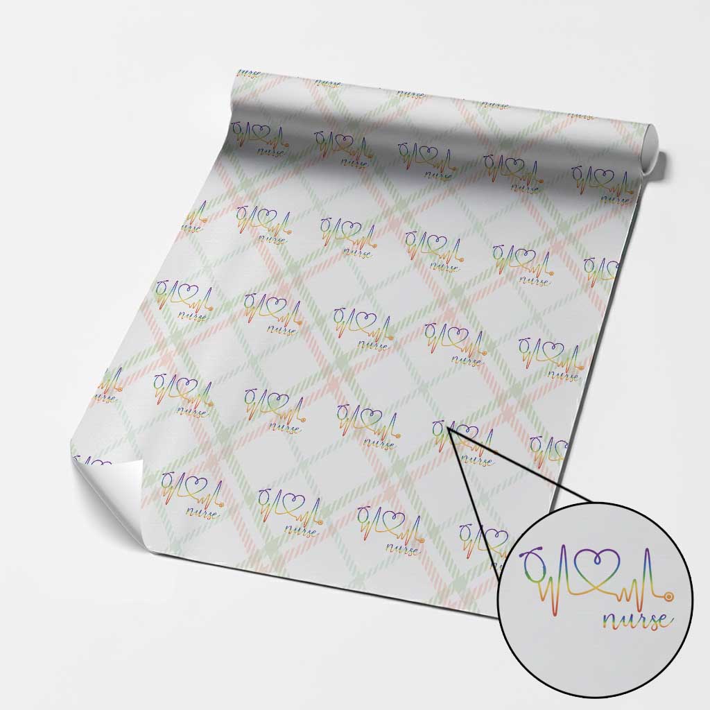 Nurse Heartbeat Rainbow Heart LGBTQ Pride Wrapping Paper Roll Medical Professional Support TS12 Christmas Plaid Print Your Wear