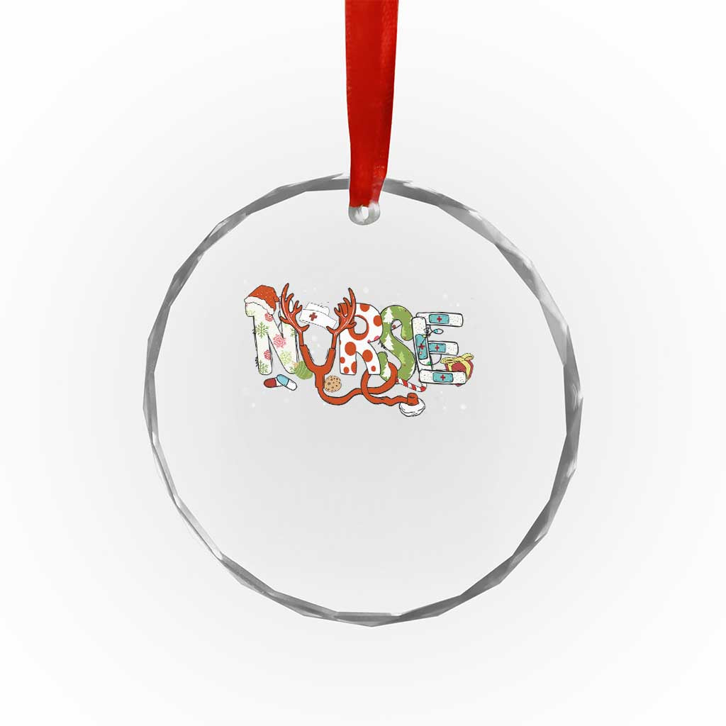 Nurse Xmas Stethoscope Reindeer Hat Crystal Glass Ornament TS09 Print Your Wear
