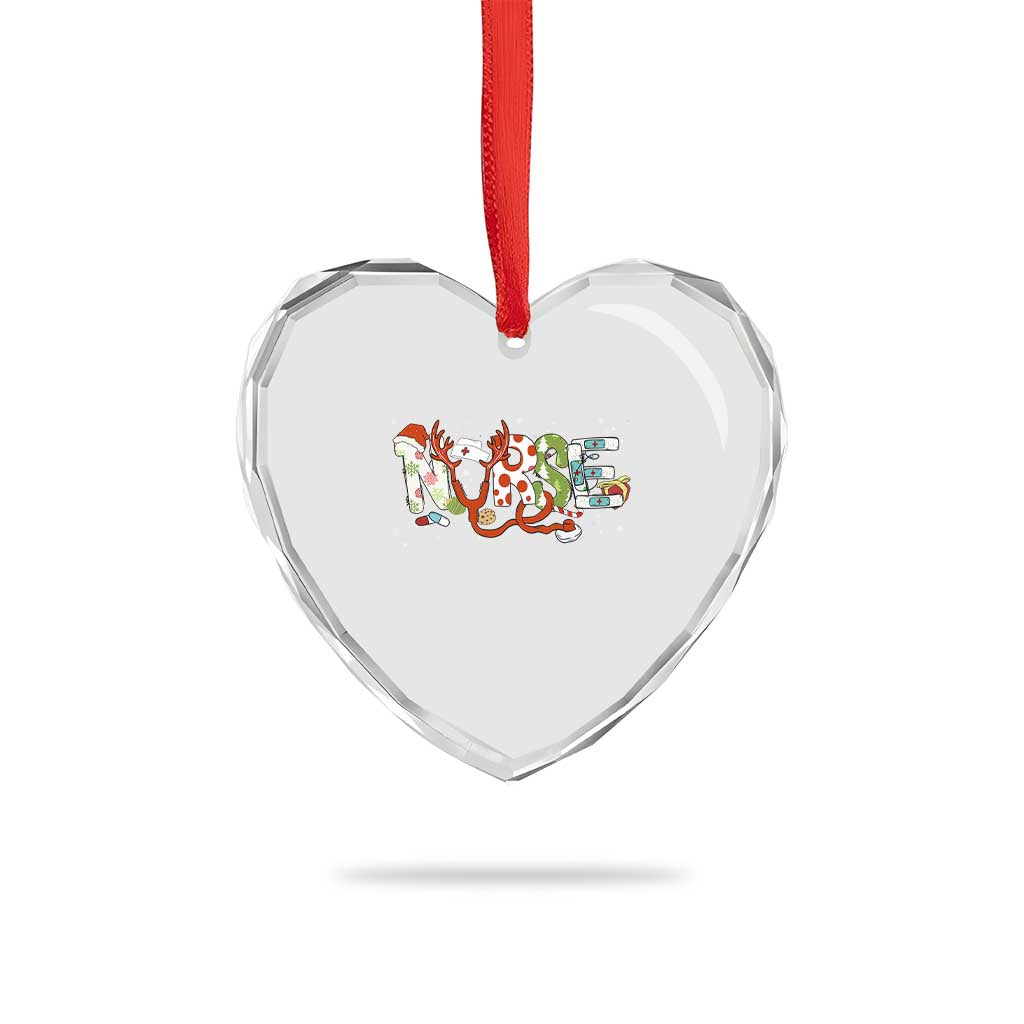 Nurse Xmas Stethoscope Reindeer Hat Heart Crystal Glass Ornament TS09 Print Your Wear