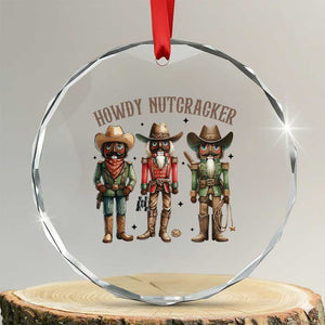 Nutcracker Cowboy Christmas Western Country Howdy Crystal Glass Ornament TS14 Transparent Glass 3'' Circle Print Your Wear