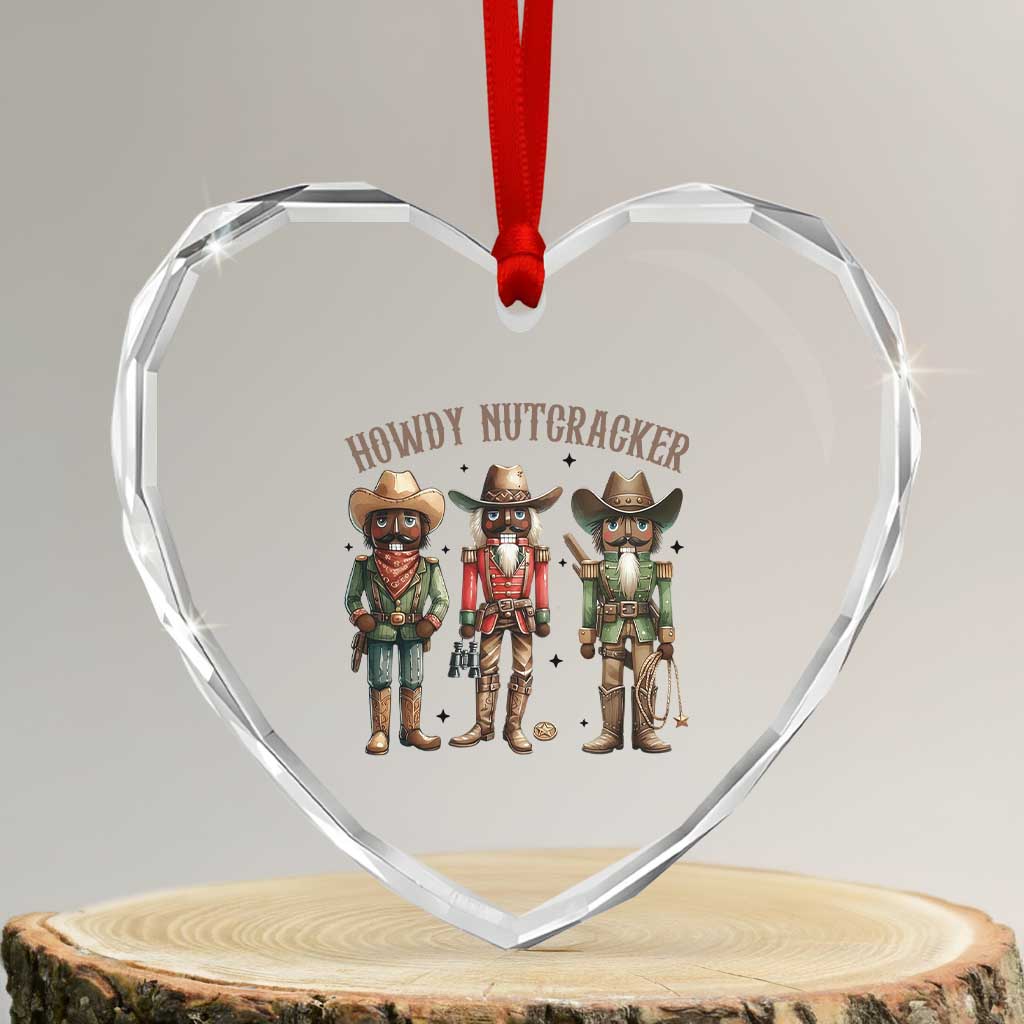 Nutcracker Cowboy Christmas Western Country Howdy Heart Crystal Glass Ornament TS14 Transparent Glass 3'' Heart Print Your Wear