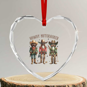 Nutcracker Cowboy Christmas Western Country Howdy Heart Crystal Glass Ornament TS14 Transparent Glass 3'' Heart Print Your Wear