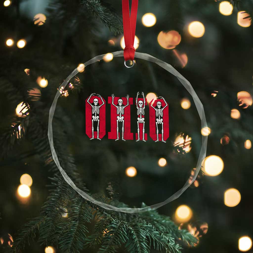 O-H-I-O State Crystal Glass Ornament Funny Skeletons Ohio Vintage Halloween Team TS10 Print Your Wear