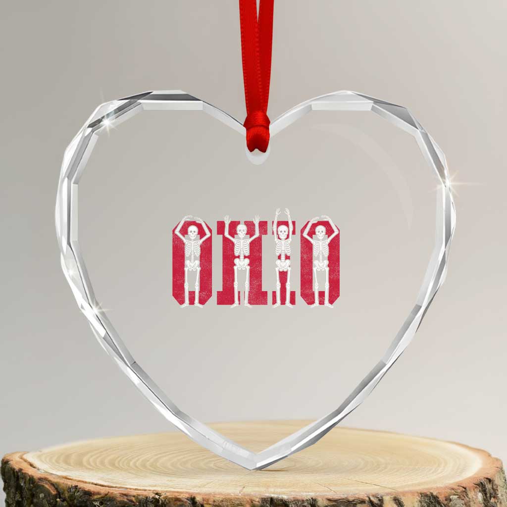 O-H-I-O State Heart Crystal Glass Ornament Funny Skeletons Ohio Vintage Halloween Team TS10 Transparent Glass 3'' Heart Print Your Wear