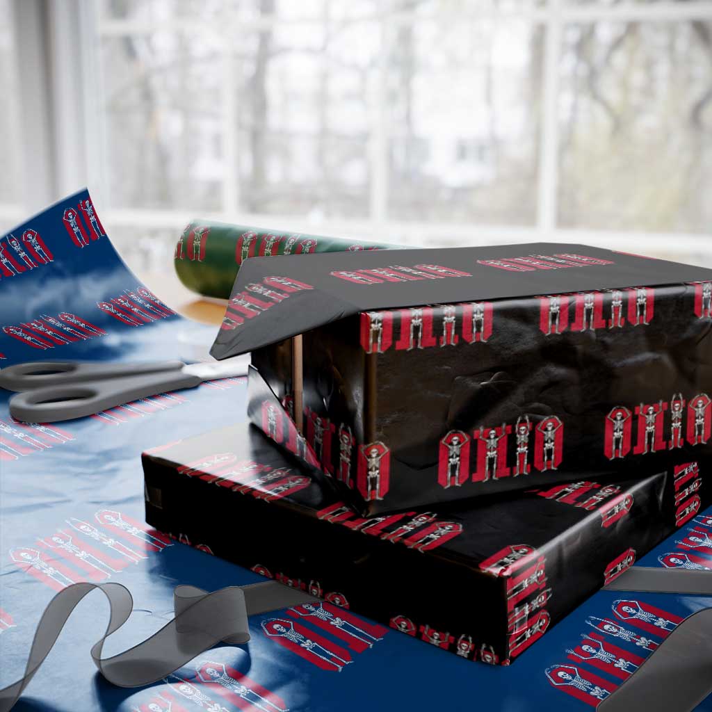 O-H-I-O State Wrapping Paper Roll Funny Skeletons Ohio Vintage Halloween Team TS10 Black Print Your Wear