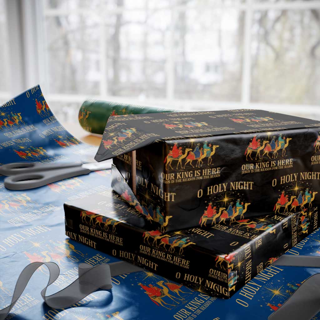O Holy Night Our King Is Here Jesus Is The Reason Wrapping Paper Roll Christian Religious Xmas TS11 Black Print Your Wear