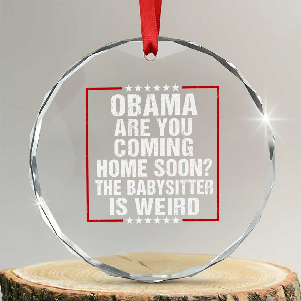 Obama Are You Coming Home Soon The Babysitter Is Weird Crystal Glass Ornament Political Humor Quotes TS11 Transparent Glass 3'' Circle Print Your Wear