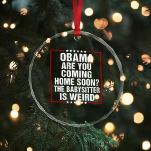 Obama Are You Coming Home Soon The Babysitter Is Weird Crystal Glass Ornament Political Humor Quotes