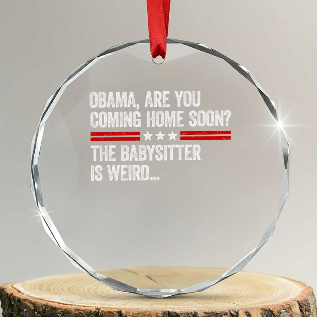 Obama Are You Coming Home Soon The Babysitter Is Weird Crystal Glass Ornament Political Satire