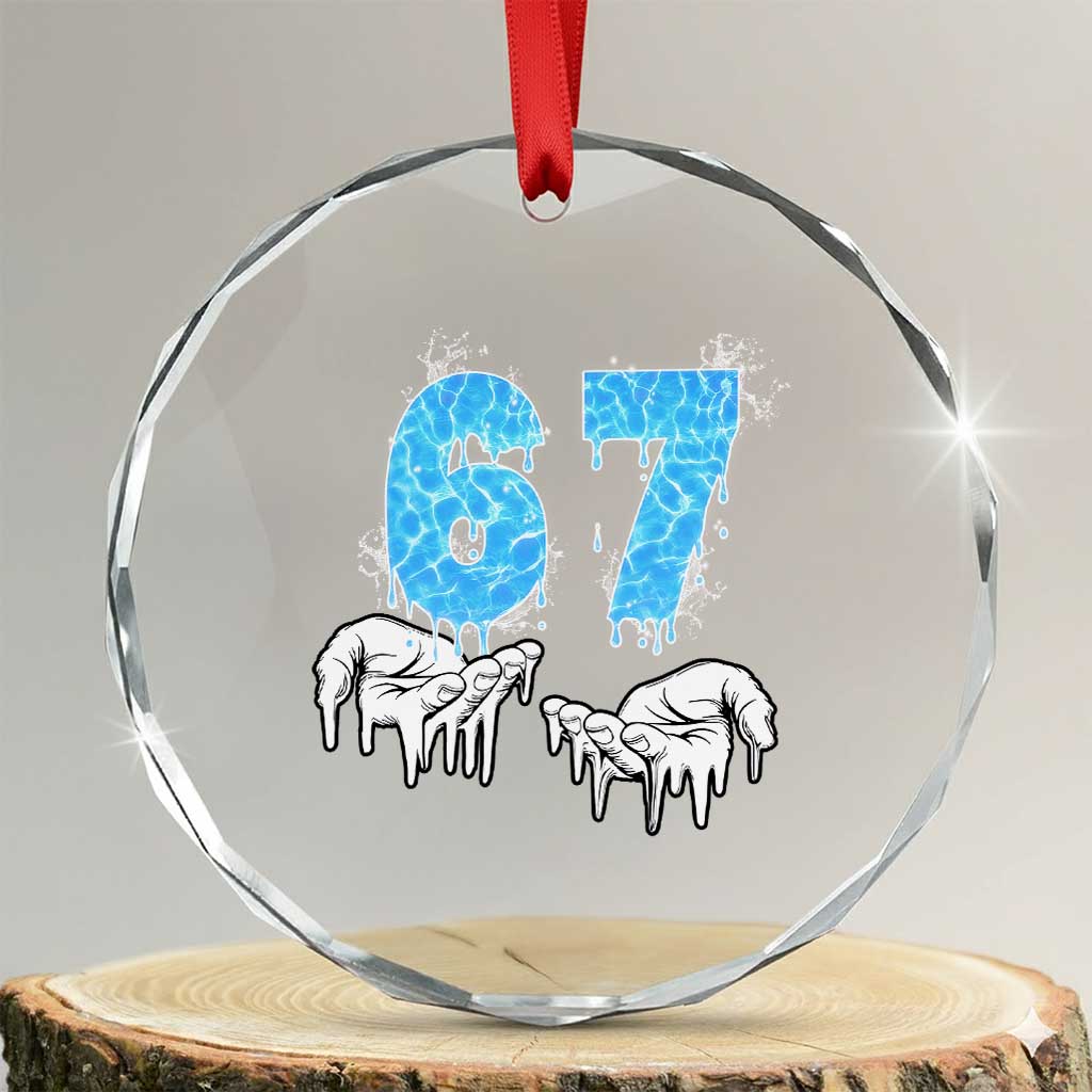 Ocean Water Wave Effect Printed Crystal Glass Ornament Six Seven Meme TS12 Transparent Glass 3'' Circle Print Your Wear