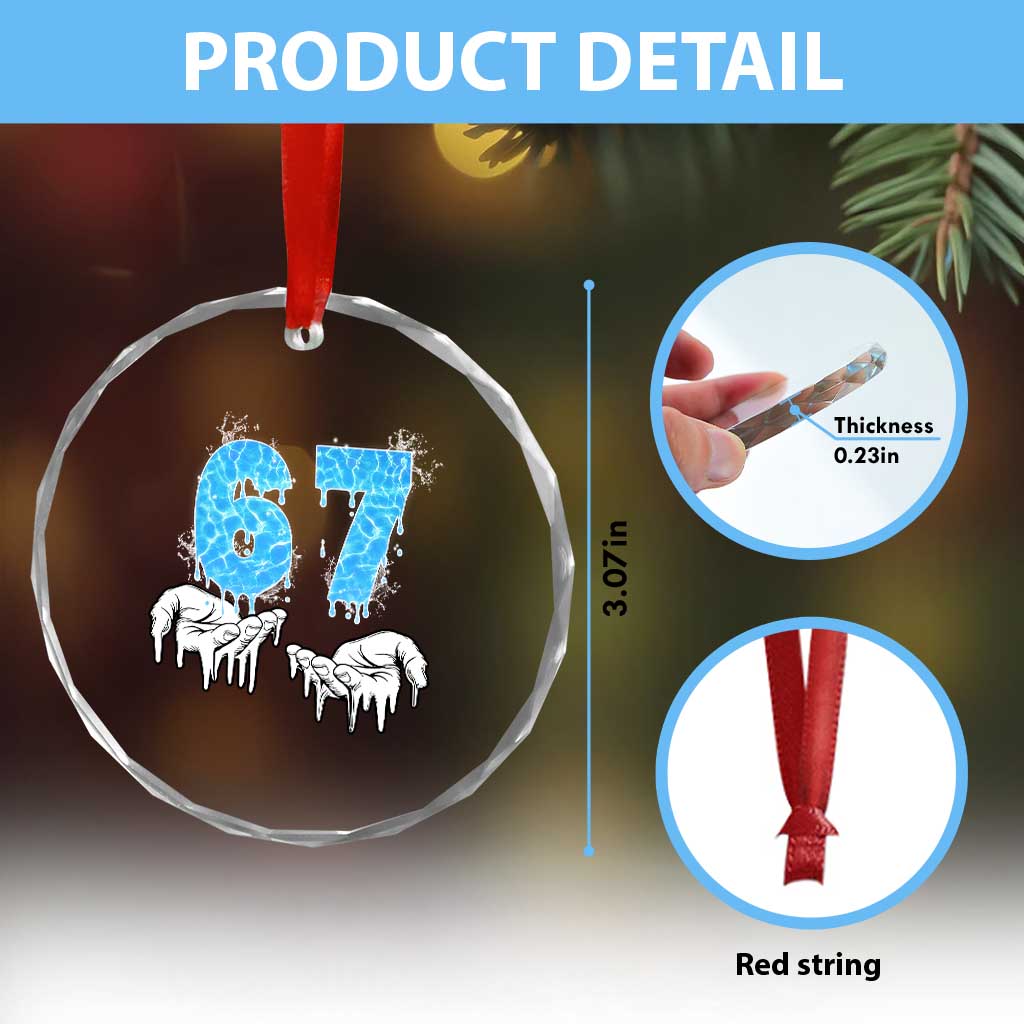 Ocean Water Wave Effect Printed Crystal Glass Ornament Six Seven Meme TS12 Print Your Wear