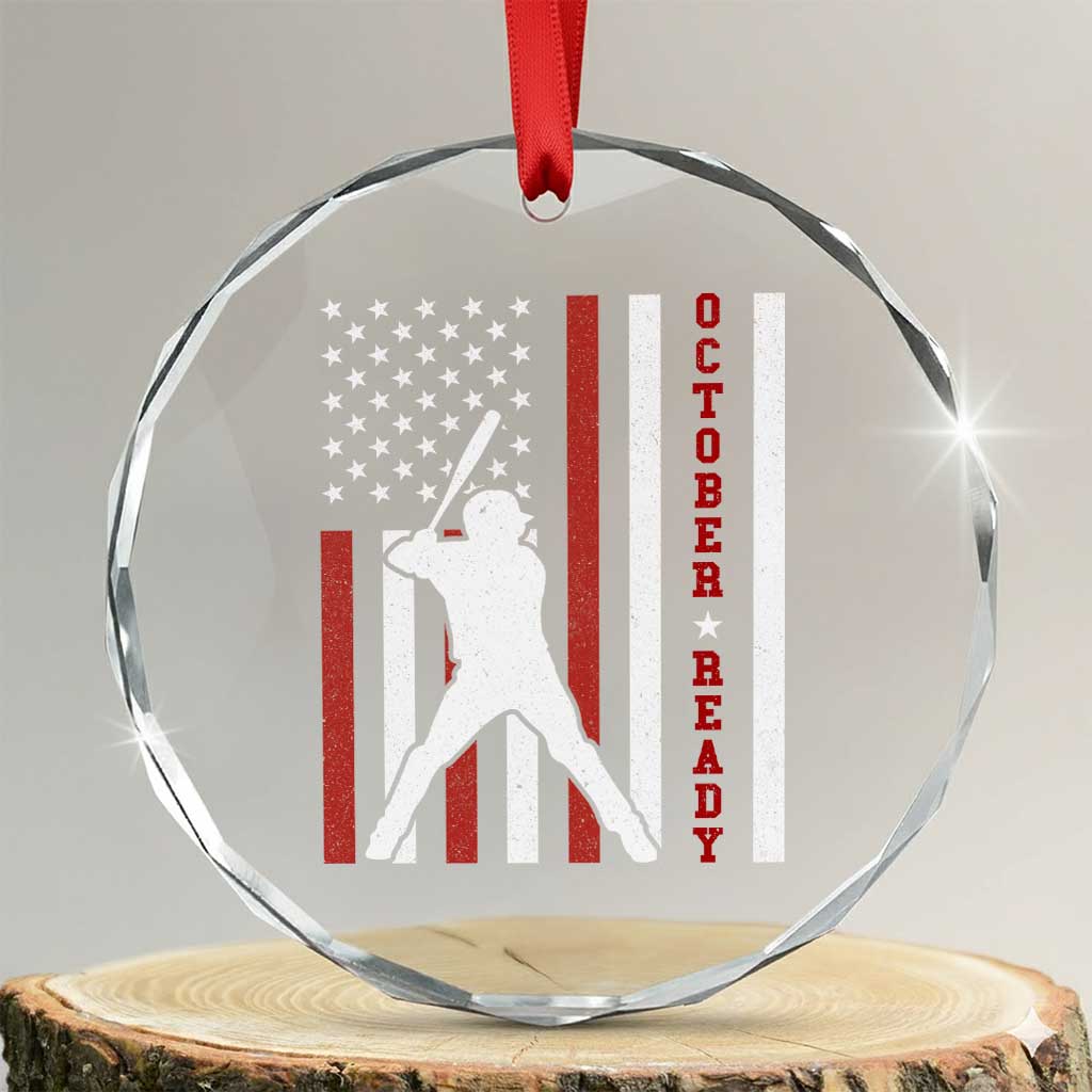 October Ready Crystal Glass Ornament Cool Distressed Philadelphia Baseball Fan US Flag TS10 Transparent Glass 3'' Circle Print Your Wear