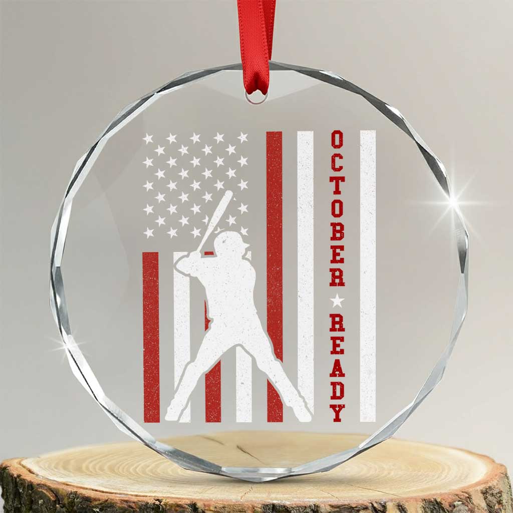 October Ready Crystal Glass Ornament Cool Distressed Philadelphia Baseball Fan US Flag TS10 Transparent Glass 3'' Circle Print Your Wear