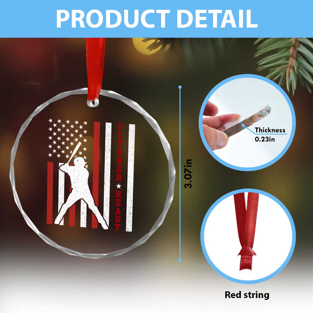 October Ready Crystal Glass Ornament Cool Distressed Philadelphia Baseball Fan US Flag TS10 Print Your Wear