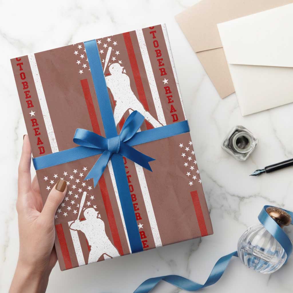 October Ready Wrapping Paper Roll Cool Distressed Philadelphia Baseball Fan US Flag TS10 Mocha Print Your Wear