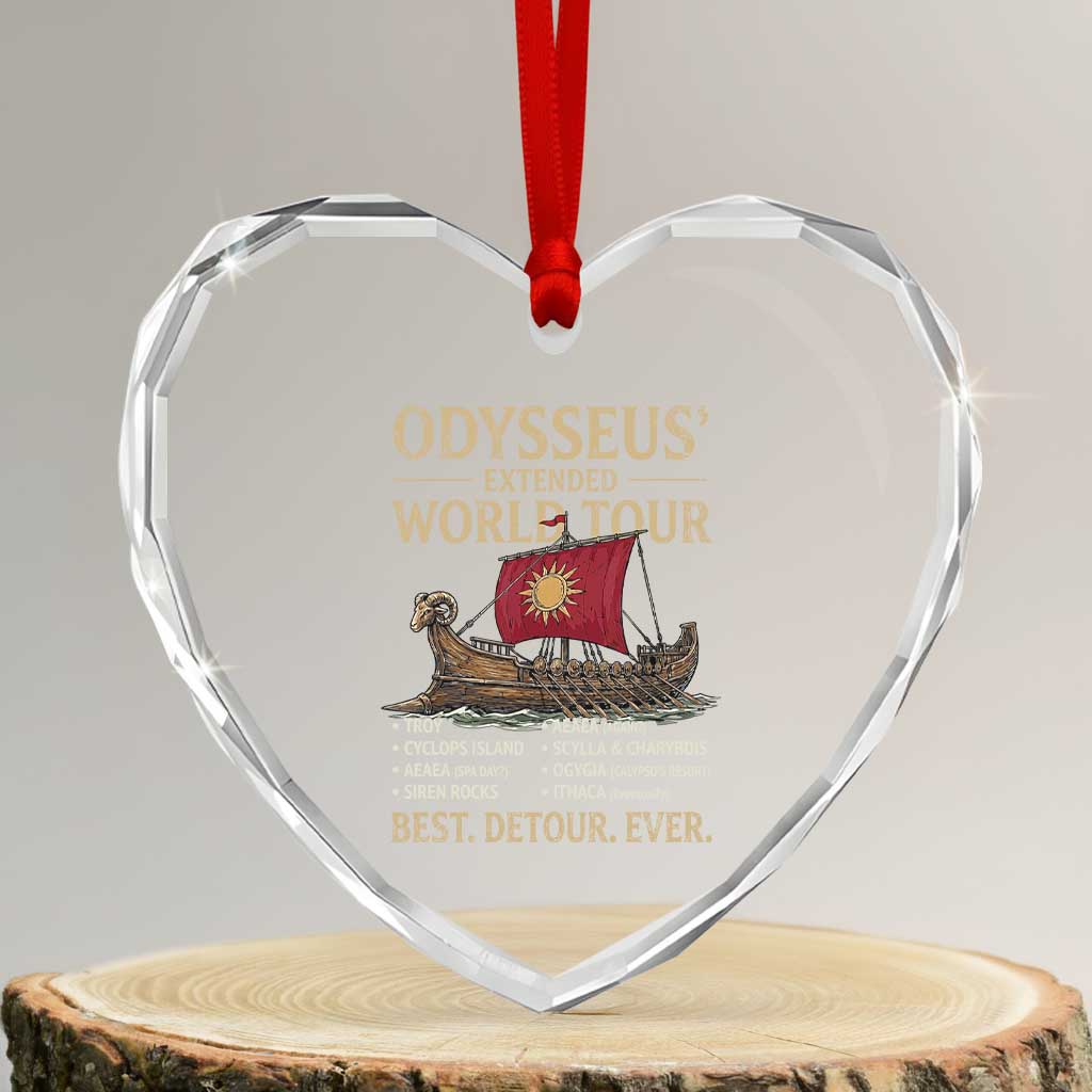 Odysseus Extended World Tour Heart Crystal Glass Ornament Funny Greek Mythology Odyssey History Gift TS02 Transparent Glass 3'' Heart Print Your Wear