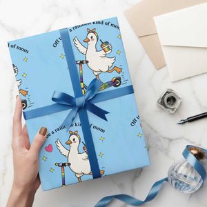 Off To Be Rainbow Kind Of Mom Wrapping Paper Roll LGBTQ Goose Mom Rainbow