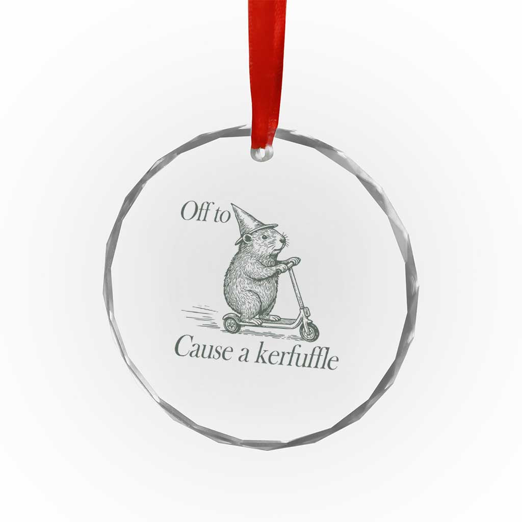 Off To Cause A Kerfuffle Crystal Glass Ornament Funny Groundhog Scooter Chaos TS11 Print Your Wear