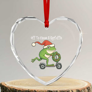 Off To Cause A Kerfuffle Heart Crystal Glass Ornament Funny Frog Christmas TS14 Transparent Glass 3'' Heart Print Your Wear