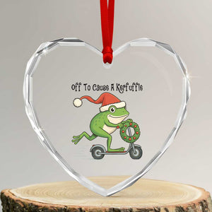Off To Cause A Kerfuffle Heart Crystal Glass Ornament Funny Frog Christmas Meme Weirdcore TS14 Transparent Glass 3'' Heart Print Your Wear