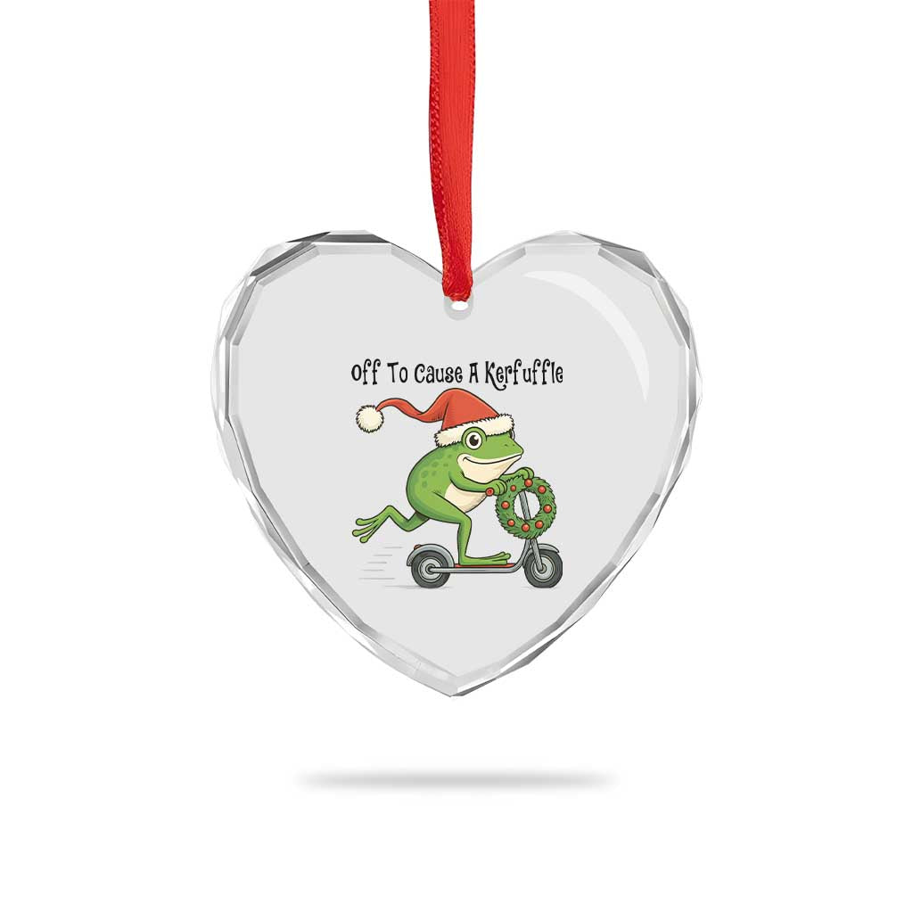 Off To Cause A Kerfuffle Heart Crystal Glass Ornament Funny Frog Christmas Meme Weirdcore TS14 Print Your Wear